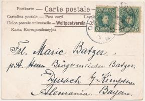 1902 Italia / Italy. Art Nouveau litho map with coat of arms and flag (EK)