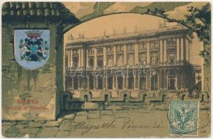 1903 Modena, Palazzo di Giustizia. Cromo Fototipie Enrico Genta / palace of justice. Art Nouveau, litho coat of arms, TCV card (tear)