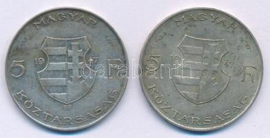 1947. 5Ft Ag "Kossuth" (2x) T:VF patina Adamo F8.1.1