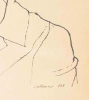 Lakner László (1936-): Sántha Ilona portréja, 1963. Tus, toll, papír, jelezve jobbra lent: Lakner 96...