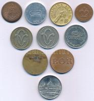 10db-os vegyes zsetonból álló tétel, közte "Balatoni Múzeum - Keszthely", "Magyar Ele...