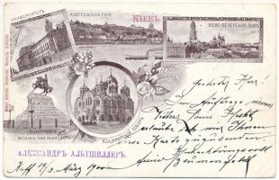 1900 Kiev, Kiew, Kyiv; University, Andriyivsky mountain, Kyiv-Pechersk Lavra monastery, Bohdan Khmelnytsky monument, St Volodymyr Ukrainian Orthodox cathedral. Henri Slovak Art Nouveau, floral (EB)