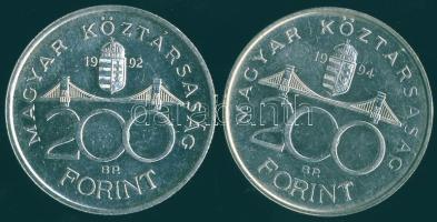 1992-94. 200Ft Ag "MNB" + "Deák" T:BU,2