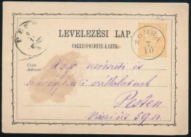 1872 2kr díjjegyes levelezőlap ZOMBA