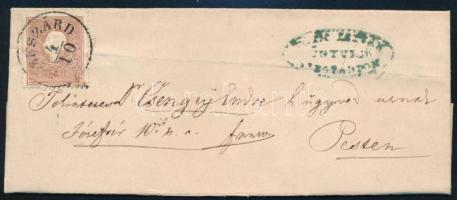 1859 10kr levélen (SZ)EKSZÁRD (hajtott / folded)