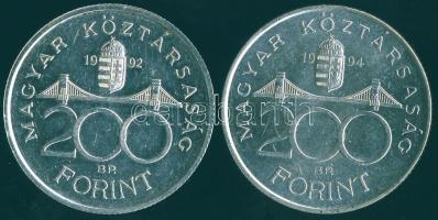 1992-94. 200Ft Ag "MNB" + "Deák" T:BU,2