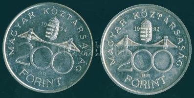 1992-94. 200Ft Ag "MNB" + "Deák" T:BU,2