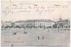 Stryi, Stryj, Strij; Rynek, Restauracya i Piwiarnia, Apflegrun / Ringplatz / square, shops, restaurant and beer hall (fl)