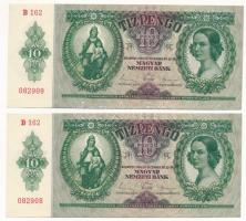 1936. 10P (2x) sorszámkövetők "B 162 082908 - B 162 082909" T:AU  Adamo P9