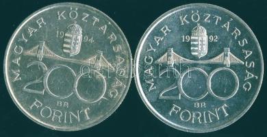 1992-94. 200Ft Ag "MNB" + "Deák" T:BU,2
