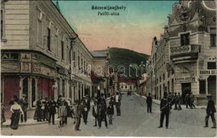 Sátoraljaújhely, Petőfi utca, Barna Dezső, Klein Jakab, Kerekes Pál üzlete. Ifj. Deutsch Mór kiadása (fa)