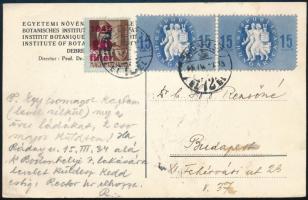 1946 (11. díjszabás) Budapest helyi levelezőlap 3 db bélyeggel