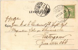 1902 Visegrád, vár, gőzhajó. Divald Károly 370. (ázott sarok / wet corner)