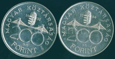 1992-94. 200Ft Ag "MNB" + "Deák" T:BU,2