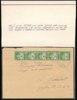 1946 (27. díjszabás) Távolsági levél 80 ezer AP ötöscsíkkal bérmentesítve Sopronból Budapestre