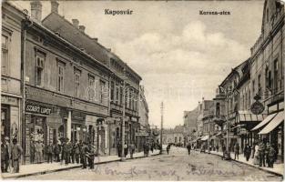 1915 Kaposvár, Korona utca, Spitzer Samu, Dietrich, Kertész, Stampfer és Popper, Szabó Lipót üzlete és saját kiadása (EM)