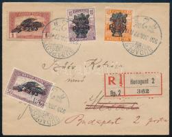 1920 Ajánlott levél 4 db Búzakalász bélyeggel, visszaküldve
