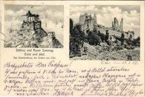 1905 Braslovce, Schloss und Ruine Sannegg (Sanneck) einst und jetzt, Das Stammschloss des Grafen von...