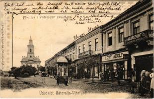 1902 Sátoraljaújhely, Fő utca, Hotel Vadászkürt szálloda, Lövy Adolf üzlete és saját kiadása (fl)