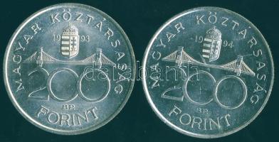 1993-94. 200Ft Ag "MNB" + "Deák" T:BU,2