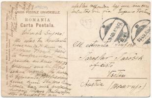 1909 Iasi, Jasi, Jassy, Jászvásár; Hotel Europa, tram, shop of Alexieff, horse-drawn carriages (wet ...