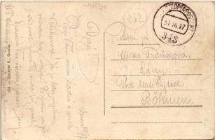 1917 Orsova, látkép télen "hóesésben". Hutterer G. kiadása / general view in winter "...