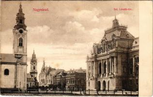 1906 Nagyvárad, Oradea; Szent László tér, városháza, templomok. Vidor Manó kiadása / square, town hall, churches (Rb)