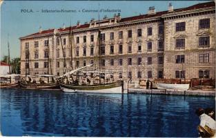 1915 Pola, Pula; K.u.k. Infanterie Kaserne / military infantry barracks (EK) + "ZENSURIERT S.M.S. ERZH. KARL"