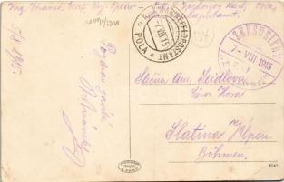 1915 Pola, Pula; K.u.k. Infanterie Kaserne / military infantry barracks (EK) + "ZENSURIERT S.M....