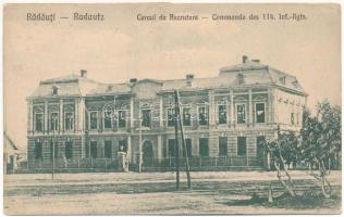 1923 Radauti, Radóc, Radautz (Bukovina, Bucovina, Bukowina); Cercul de Recrutare, Commando des 114. Inf.-Rgts. / Romanian military, infantry regiment headquarters (EK)