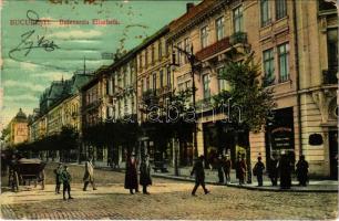 1913 Bucharest, Bukarest, Bucuresti, Bucuresci; Bulevardu Elisabeta / street view, shops (EB)