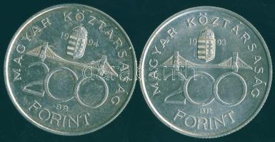 1993-94. 200Ft Ag "MNB" + "Deák" T:BU,2