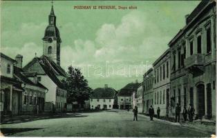 1917 Petrinya, Petrinja; Duga ulica / street (EK) + "K.u.k. Inf. M.G. Instr. Kurs. in Petrinja Zensuriert"