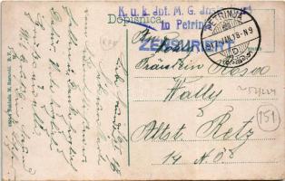 1917 Petrinya, Petrinja; Duga ulica / street (EK) + "K.u.k. Inf. M.G. Instr. Kurs. in Petrinja ...