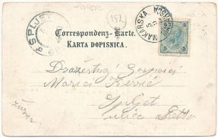 1901 Makarska, Kacica Spomenik, Ulica Listona / monument, street, shops (EK)