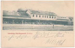 1899 (Vorläufer) Kiskapus, Kis-Kapus, Kleinkopisch, Copsa Mica; Vasútállomás / railway station (kis szakadás / small tear)