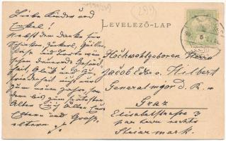 1909 Beszterce, Bistritz, Bistrita; Kórház utca, Fa utca, Kollmann és Keresztes üzlete. Bartha Mária...