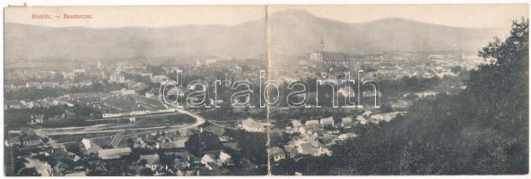 1912 Beszterce, Bistritz, Bistrita; látkép. 2-részes kihajtható panorámalap / general view. 2-tiled folding panoramacard (hajtásnál szakadt / torn at fold)