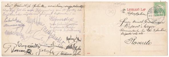 1912 Beszterce, Bistritz, Bistrita; látkép. 2-részes kihajtható panorámalap / general view. 2-tiled ...