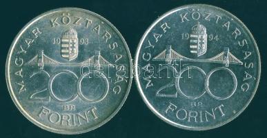 1993-94. 200Ft Ag "MNB" + "Deák" T:BU,2
