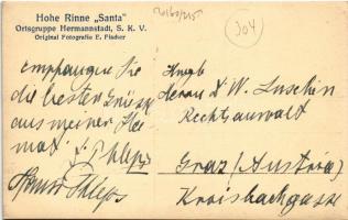 Szebenjuharos, Hohe Rinne, Paltinis; Hohe Rinne "Santa" Ortsgruppe Hermannstadt S.K.V. Ori...