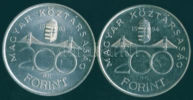 1993-94. 200Ft Ag "MNB" + "Deák" T:BU,2