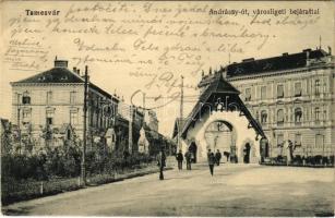 Temesvár, Timisoara; Andrássy út városligeti bejárattal. Polatsek kiadása / street, park entrance (EK)