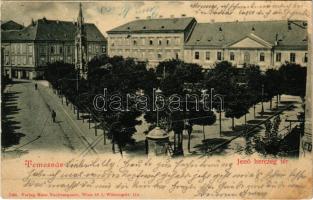 1899 (Vorläufer) Temesvár, Timisoara; Jenő herceg tér, emlékmű. Hans Nachbargauer kiadása / square, monument (EB)