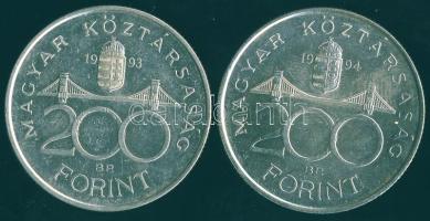 1993-94. 200Ft Ag "MNB" + "Deák" T:BU,2