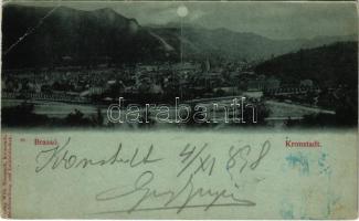 1898 (Vorläufer) Brassó, Kronstadt, Brasov; látkép este. Wilh. Hiemesch kiadása / general view at night (EB)