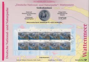Németország 2004. 10€ Ag "Wattenmeer Nemzeti Park" + 10€ Ag "EU-bővítés" nagyalakú emlékíveken egy-egy bélyeg-kisívvel, elsőnapi bélyegzőkkel, ismertetővel T:BU