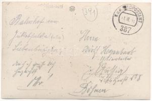 1918 Jakabfalva, Iacasdorf, Jakobsdorf bei Agnetheln, Iacobeni; Bahnhof / vasútállomás, építkezés / ...