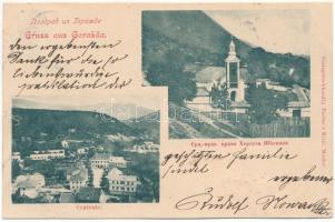 1900 Gorazde, Gorazda; Centrale / general view, Serbian Orthodox church (cut)