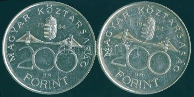 1994. 200Ft Ag "Deák" (2x) T:BU,2